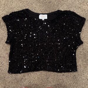 Audrey Parks Francesca's Collections Black Sequin Crop Top